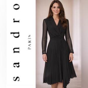 - Sandro Paris dual-material long sleeved dress- size 2